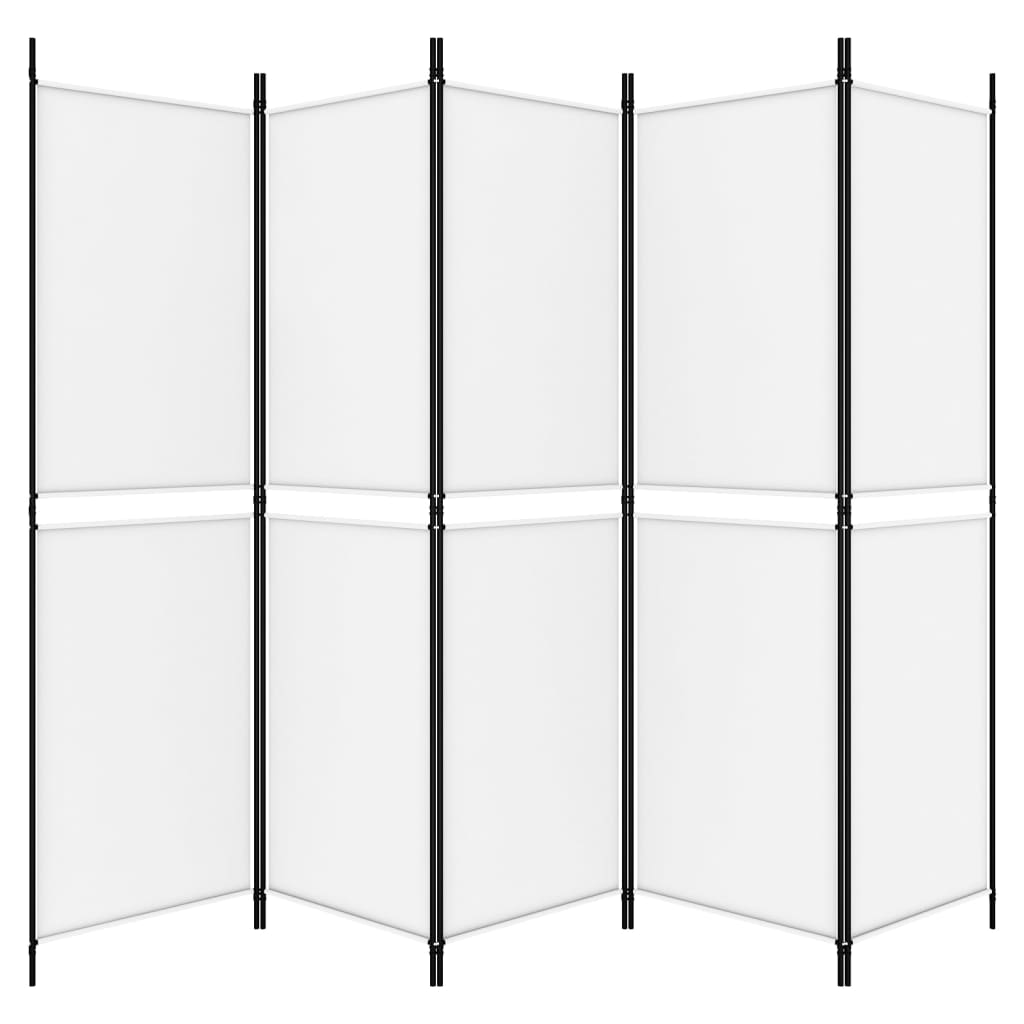 5-tlg. Paravent Weiß 250x180 cm Stoff