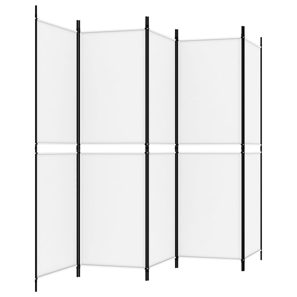 5-tlg. Paravent Weiß 250x180 cm Stoff