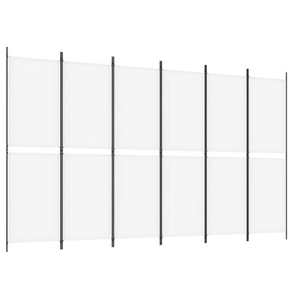 6-tlg. Paravent Weiß 300x180 cm Stoff