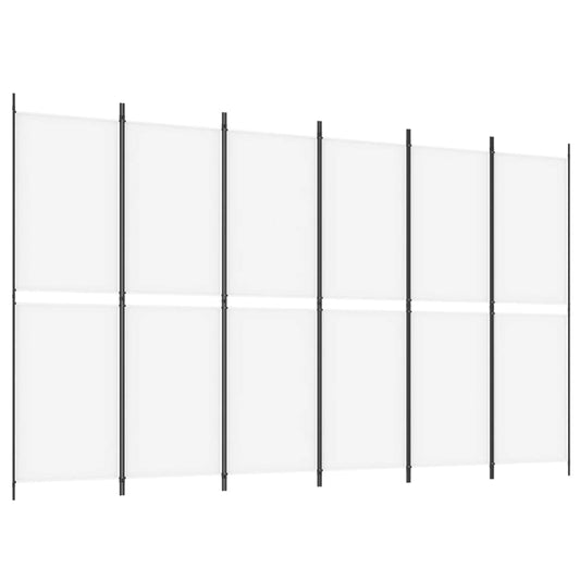 6-tlg. Paravent Weiß 300x180 cm Stoff