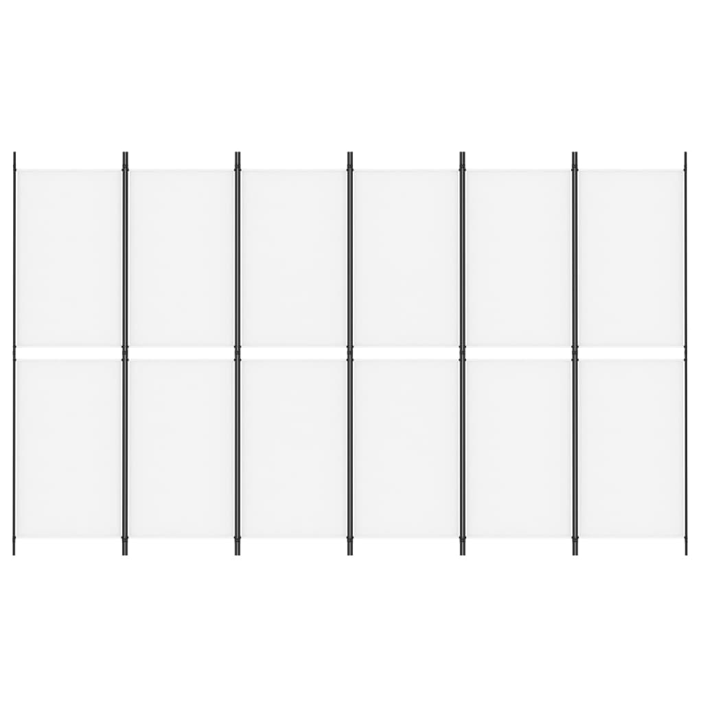 6-tlg. Paravent Weiß 300x180 cm Stoff