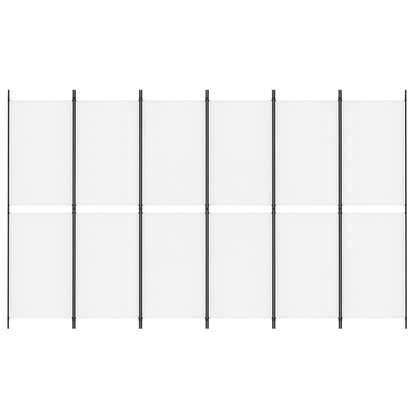 6-tlg. Paravent Weiß 300x180 cm Stoff