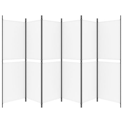 6-tlg. Paravent Weiß 300x180 cm Stoff