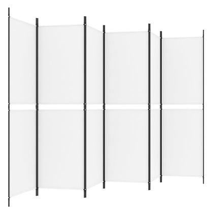 6-tlg. Paravent Weiß 300x180 cm Stoff