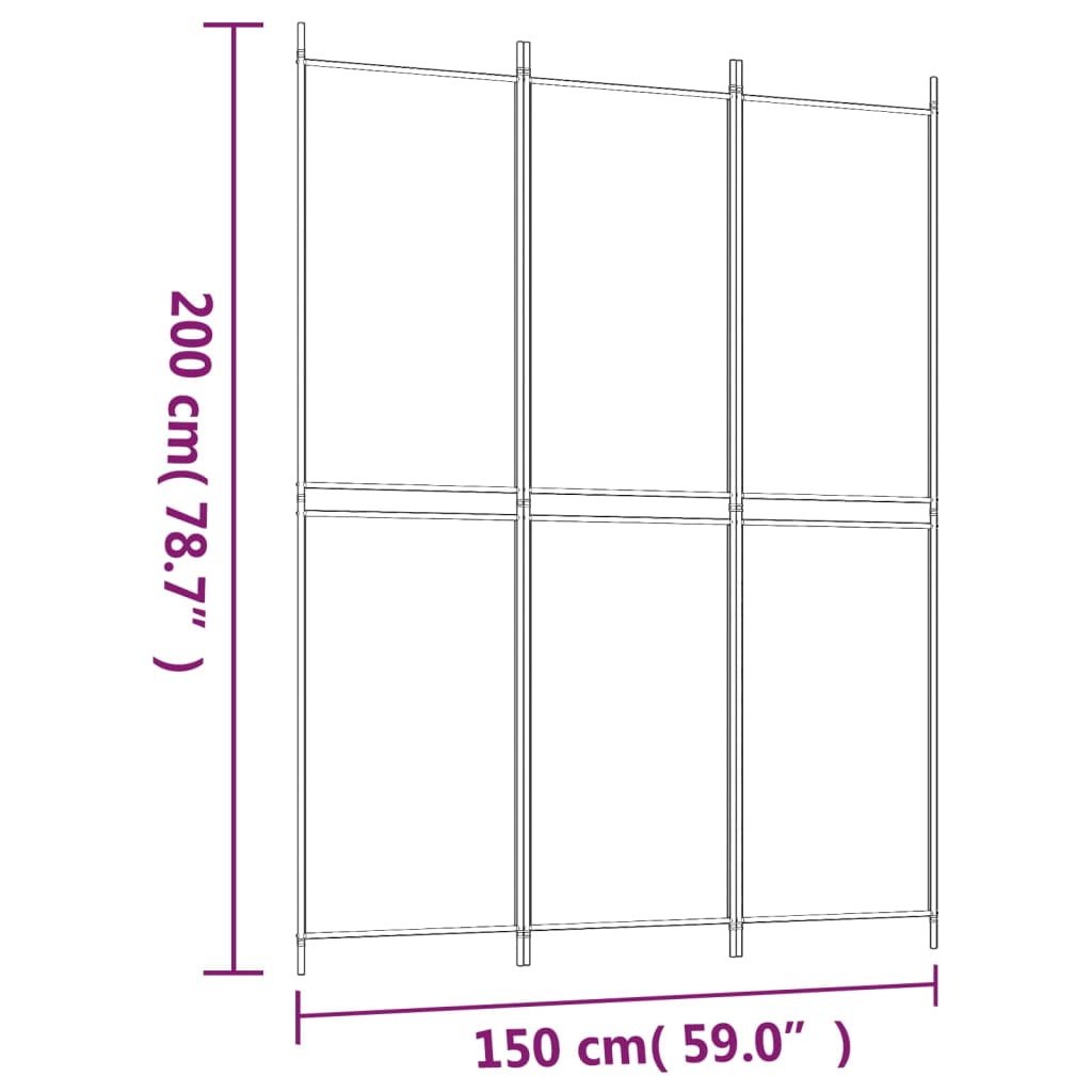 3-delt Paravent Hvid 150x200 cm Stof