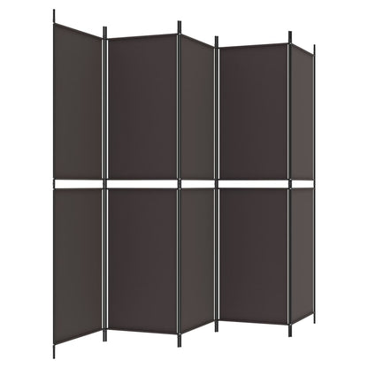 5-tlg. Paravent Braun 250x200 cm Stoff