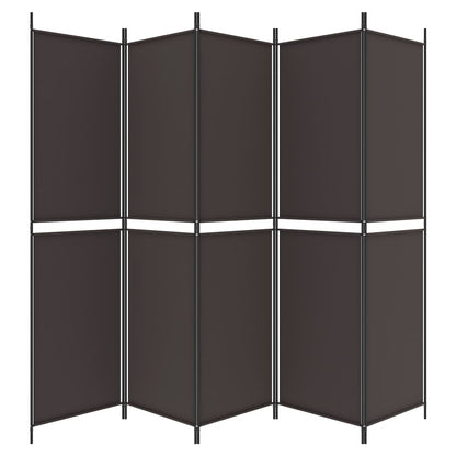 5-tlg. Paravent Braun 250x200 cm Stoff