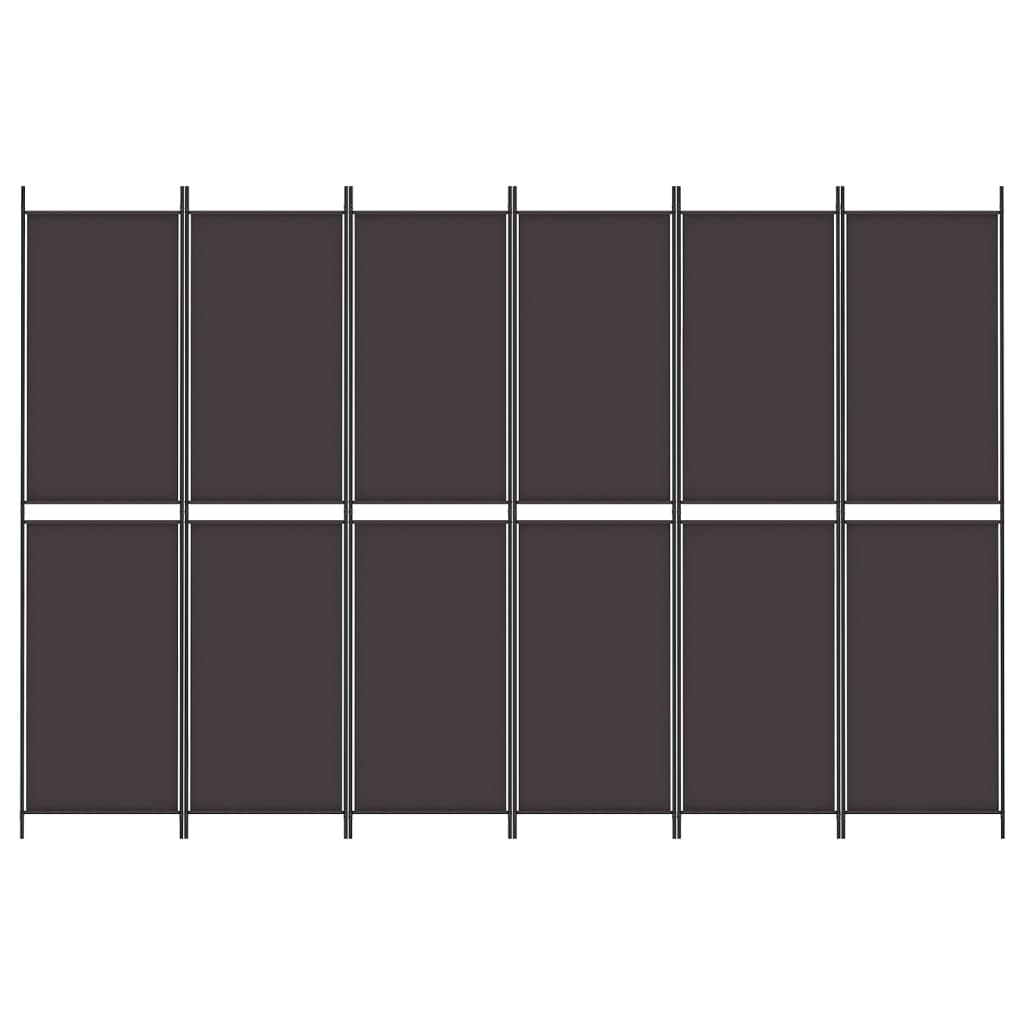 6-tlg. Paravent Braun 300x200 cm Stoff