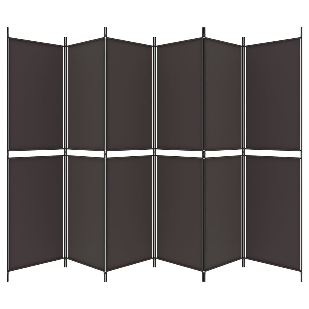6-tlg. Paravent Braun 300x200 cm Stoff