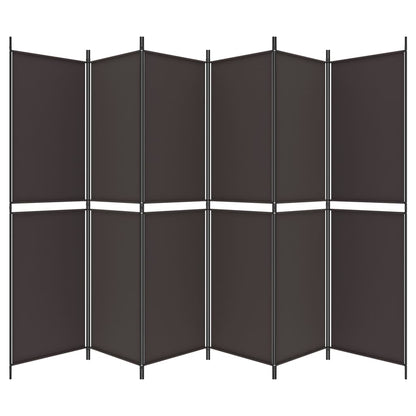 6-tlg. Paravent Braun 300x200 cm Stoff