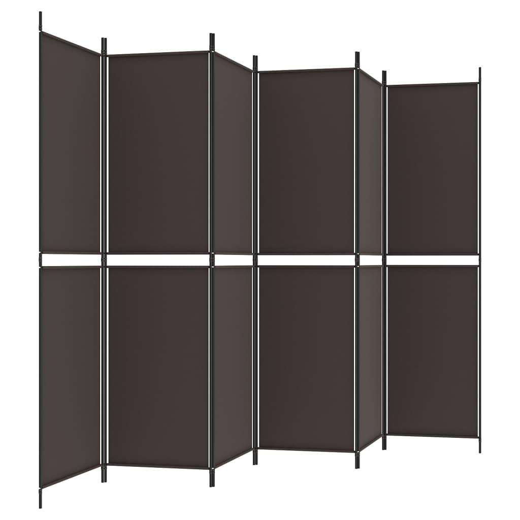 6-tlg. Paravent Braun 300x200 cm Stoff