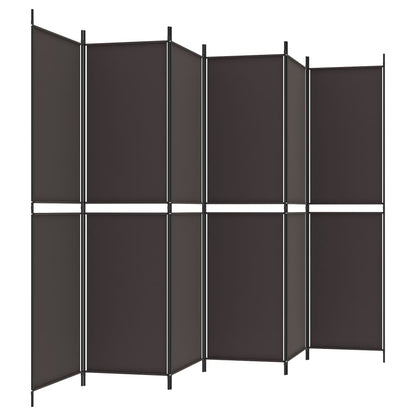 6-tlg. Paravent Braun 300x200 cm Stoff