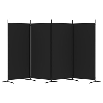 4-tlg. Paravent Schwarz 346x180 cm Stoff