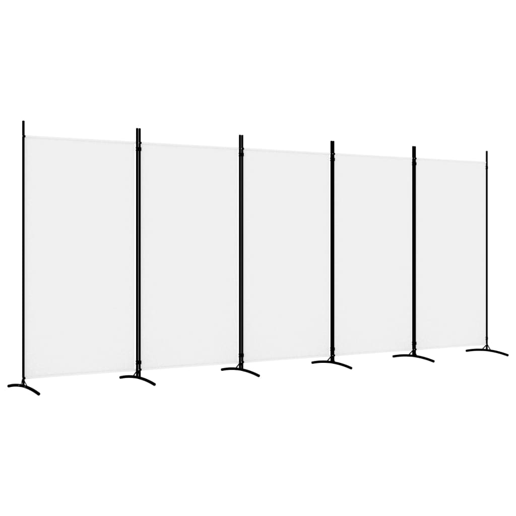 5-delt sæt Paravent Hvid 433x180 cm Stof