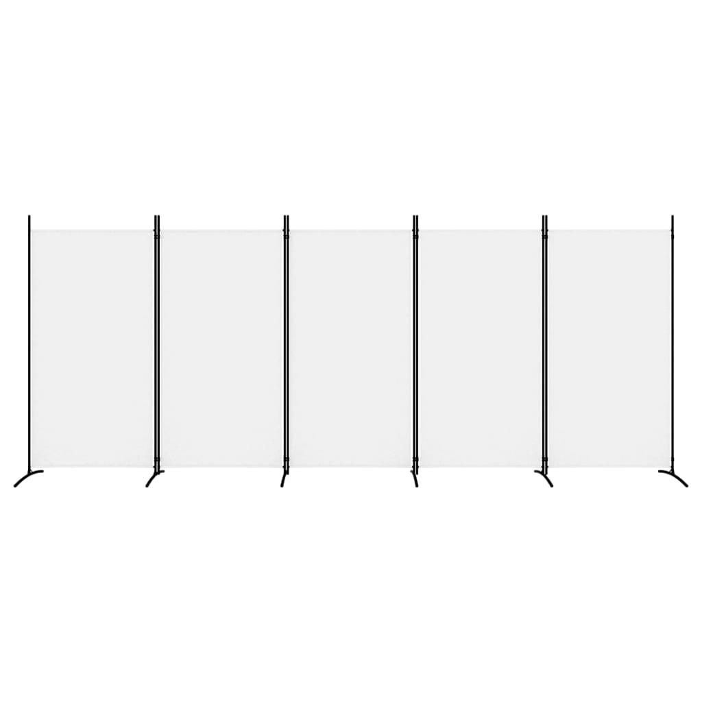 5-delt sæt Paravent Hvid 433x180 cm Stof