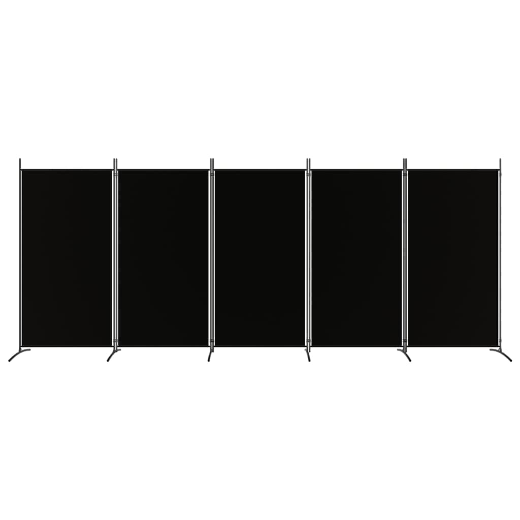 5-delt sæt Skærm Sort 433x180 cm Stof