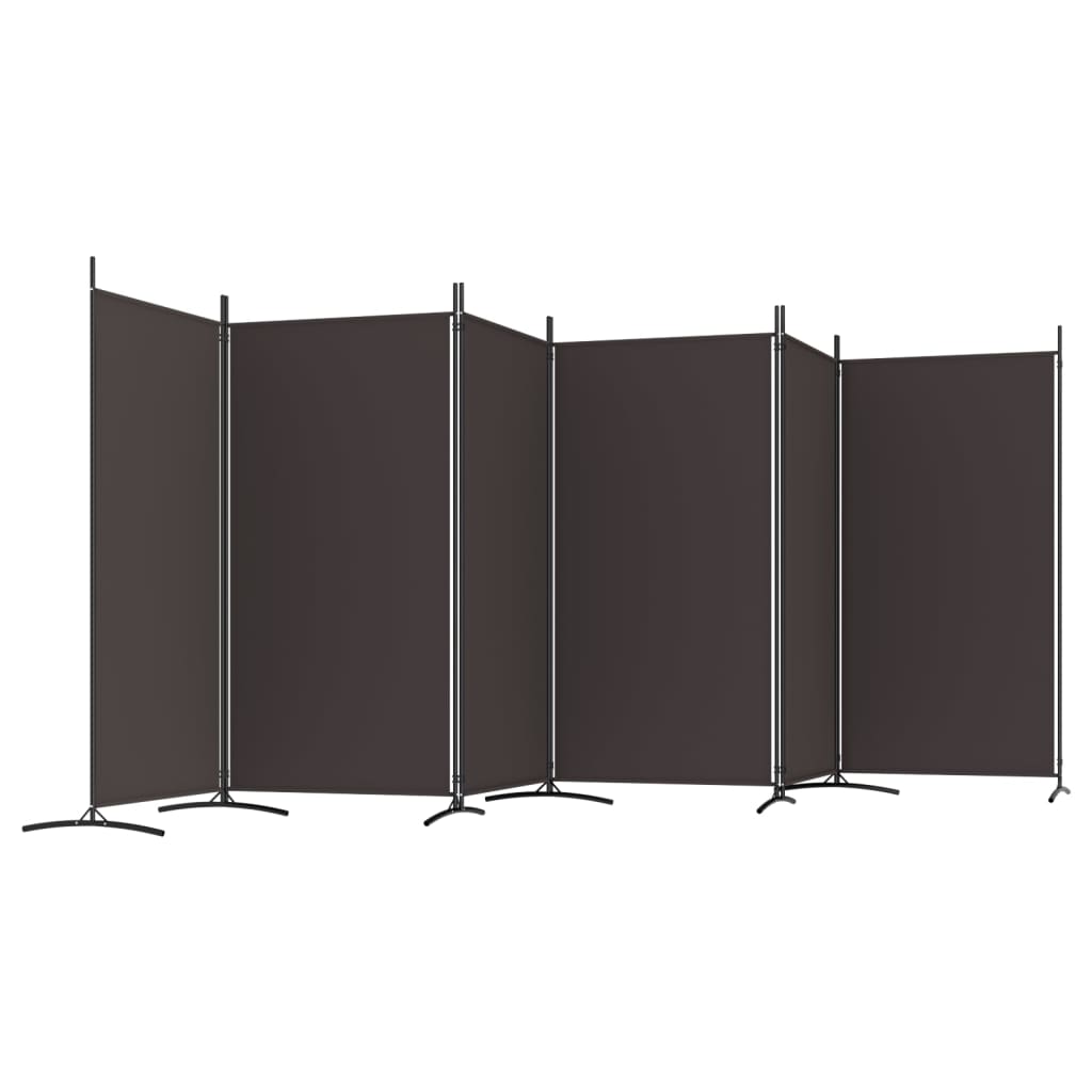 6-tlg. Paravent Braun 520x180 cm Stoff