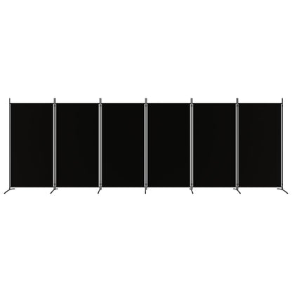 6-tlg. Paravent Schwarz 520x180 cm Stoff