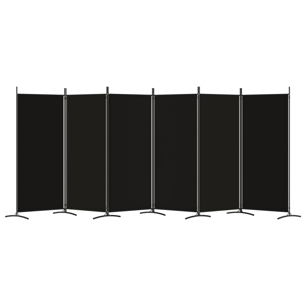 6-tlg. Paravent Schwarz 520x180 cm Stoff