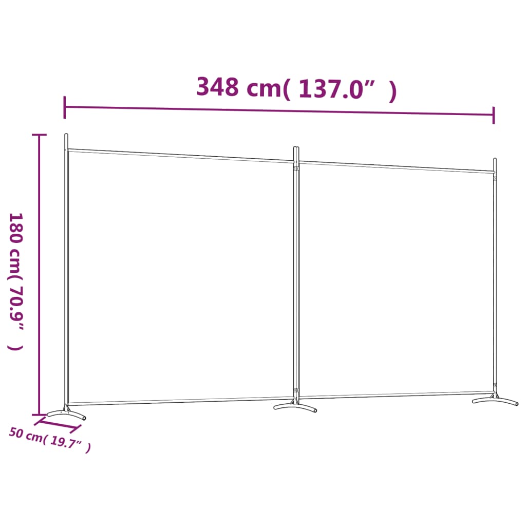 2-delt Skærm Antracit 348x180 cm Stof