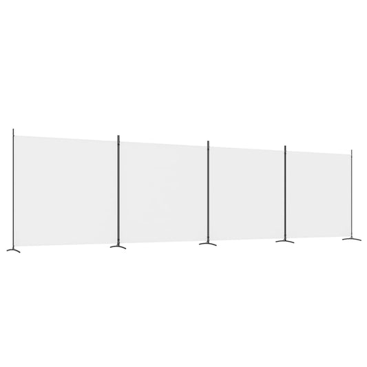 4-delt Paravent Hvid 698x180 cm Stof