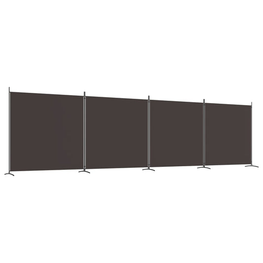 4-delt Skærm Brun 698x180 cm Stof