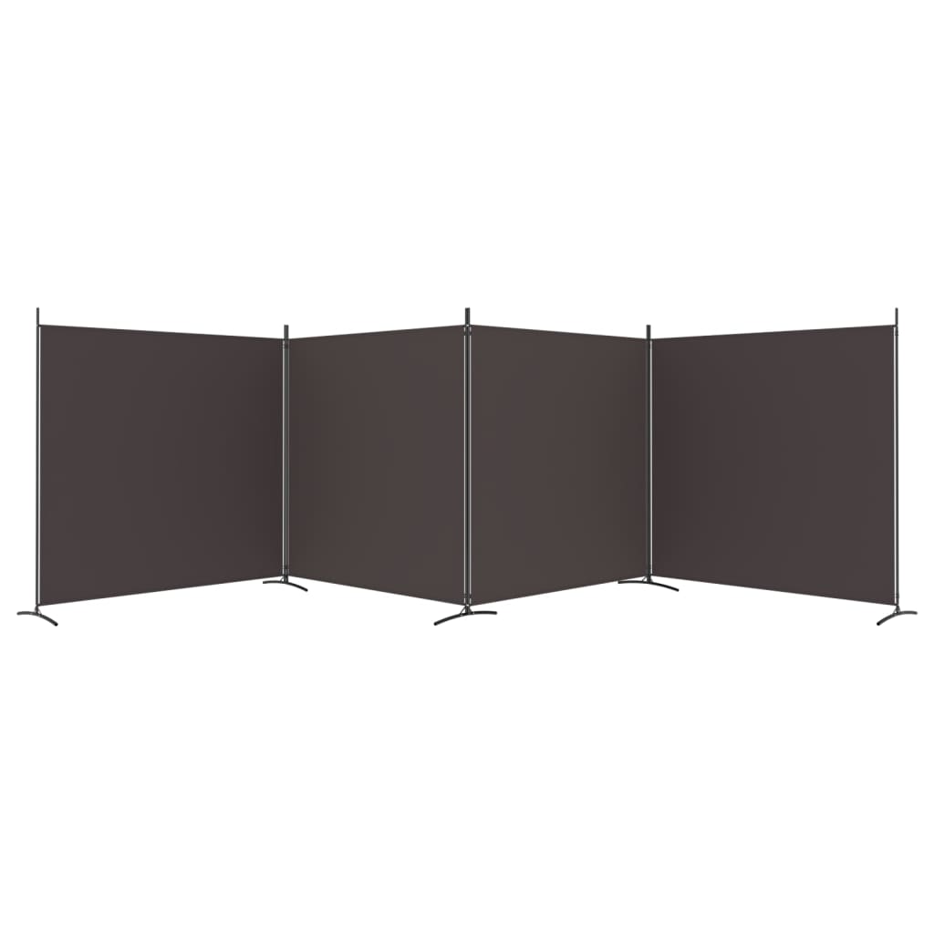 4-tlg. Paravent Braun 698x180 cm Stoff