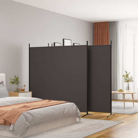 4-delt Skærm Brun 698x180 cm Stof