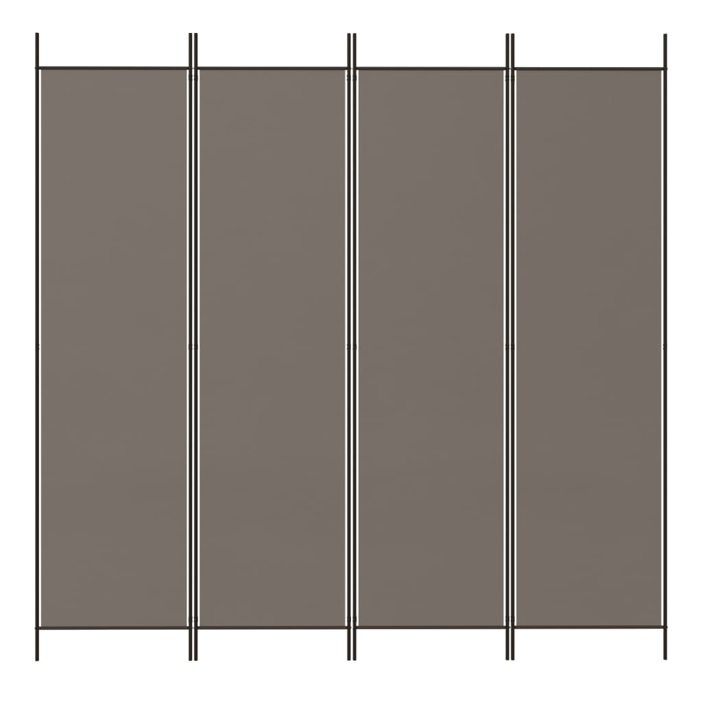 4-tlg. Paravent Anthrazit 698x180 cm Stoff