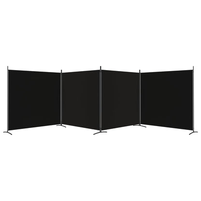 4-tlg. Paravent Schwarz 698x180 cm Stoff
