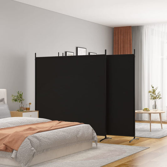 4-delt Skærm Sort 698x180 cm Stof