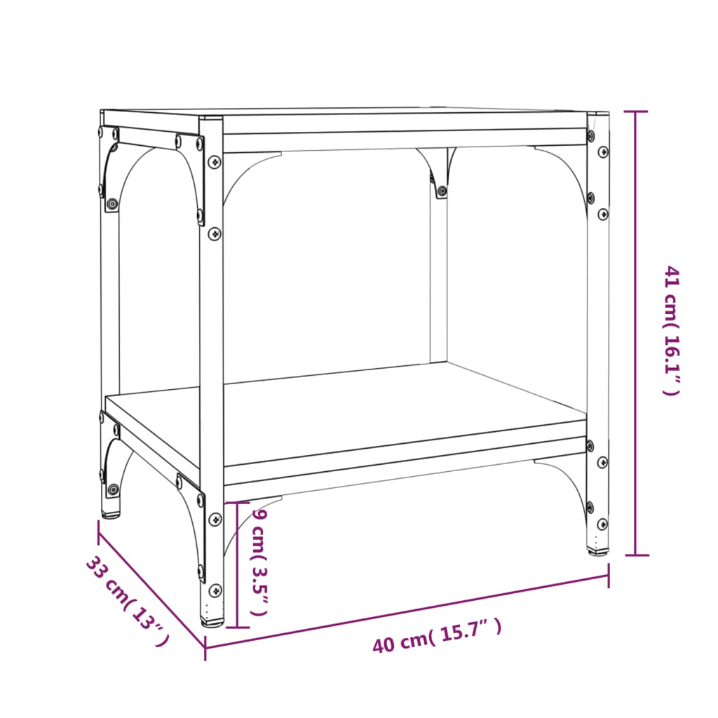 TV-Schrank Schwarz 40x33x41 cm Holzwerkstoff und Stahl