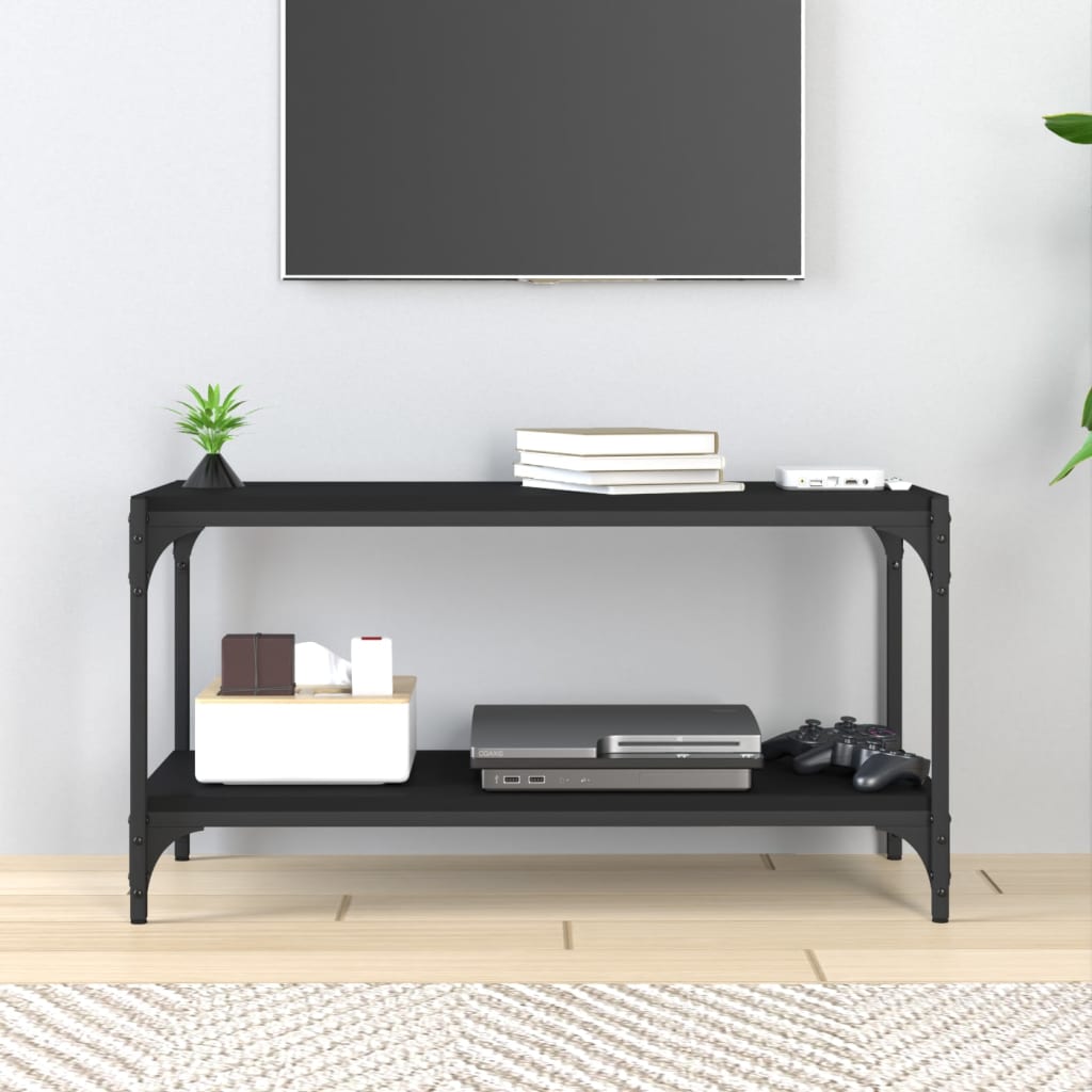 TV-Schrank Schwarz 80x33x41 cm Holzwerkstoff und Stahl