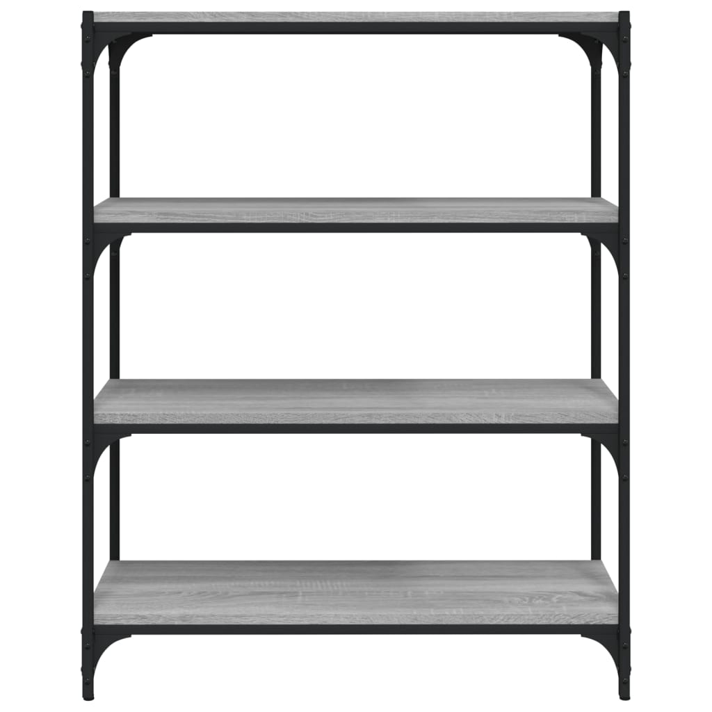 Bücherregal Grau Sonoma 80x33x100 cm Holzwerkstoff und Stahl