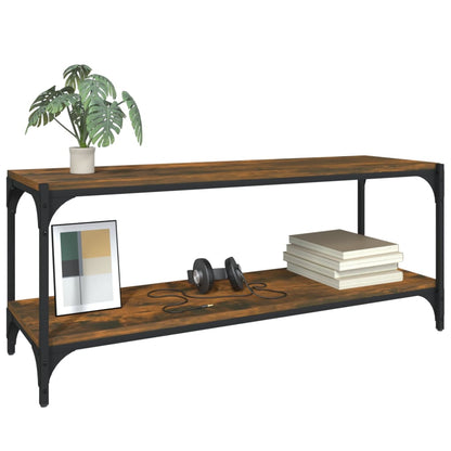 TV-Schrank Räuchereiche 100x33x41 cm Holzwerkstoff und Stahl