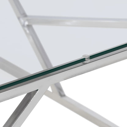 Couchtisch Silbern Edelstahl und Hartglas