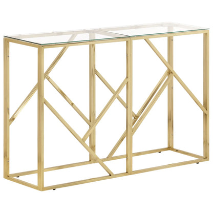Konsolbord gyldent rustfrit stål og hærdet glas