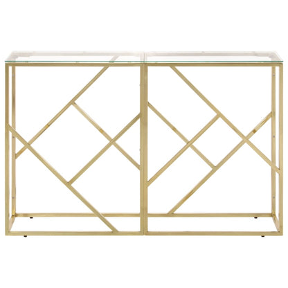 Konsolbord gyldent rustfrit stål og hærdet glas
