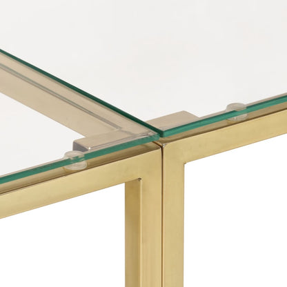 Konsolbord gyldent rustfrit stål og hærdet glas
