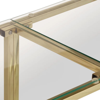 Konsolbord gyldent rustfrit stål og hærdet glas