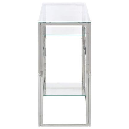 Konsolentisch Silbern Edelstahl und Hartglas