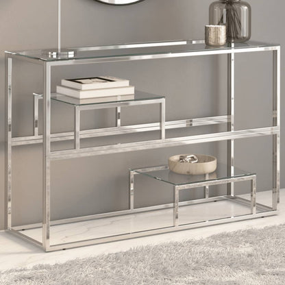 Konsolentisch Silbern Edelstahl und Hartglas