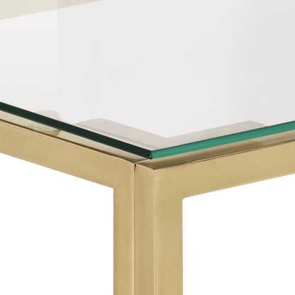 Konsolbord gyldent rustfrit stål og hærdet glas