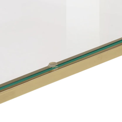 Konsolbord gyldent rustfrit stål og hærdet glas