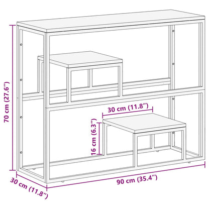 Konsolentisch Silbern Edelstahl und Massive Holzschwellen