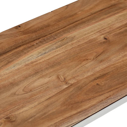 Konsolbord sølv rustfrit stål og massivt akacietræ
