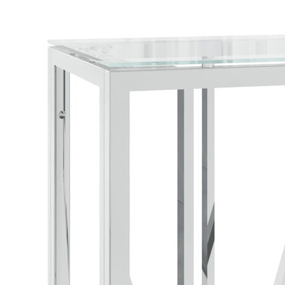 Konsolbord 110x30x70 cm rustfrit stål og glas