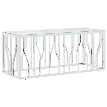 Couchtisch 110x45x45 cm Edelstahl und Glas