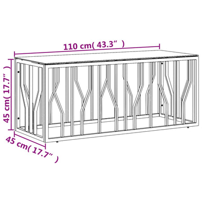 Couchtisch 110x45x45 cm Edelstahl und Glas