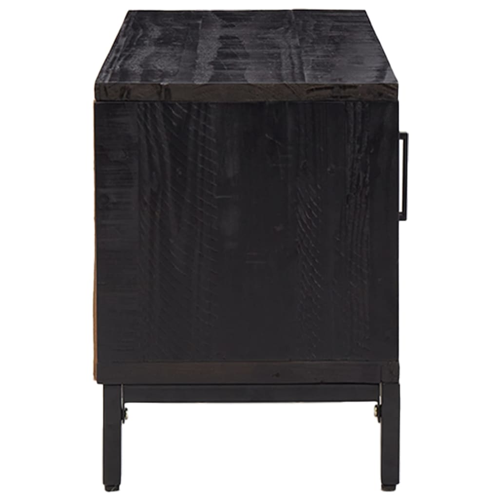 TV-Schrank Schwarz 90x30x40 cm Massivholz Kiefer